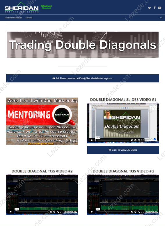 Trading double Diagonals 2023 By Dan Sheridan - Sheridan Options Mentoring Free Download