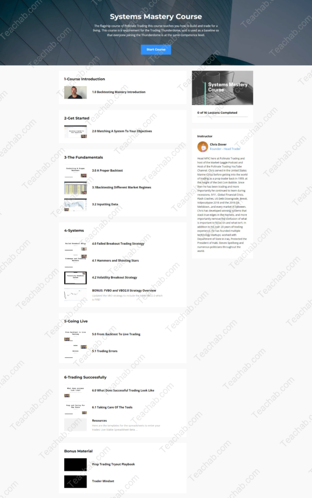 Systems Mastery Course By Chris Dover - Pollinate Trading Free Download