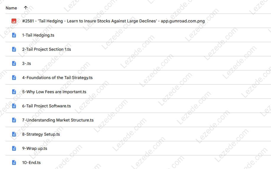 Tail Hedging - Learn to Insure Stocks Against Large Declines By James Marsh Free Download