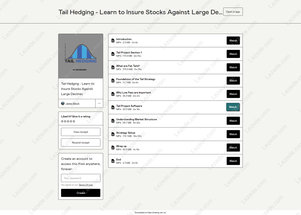 Tail Hedging - Learn to Insure Stocks Against Large Declines By James Marsh Free Download