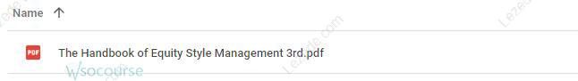 The Handbook of Equity Style Management (3rd Ed) By Daniel Coggin & Frank Fabozzi Proof