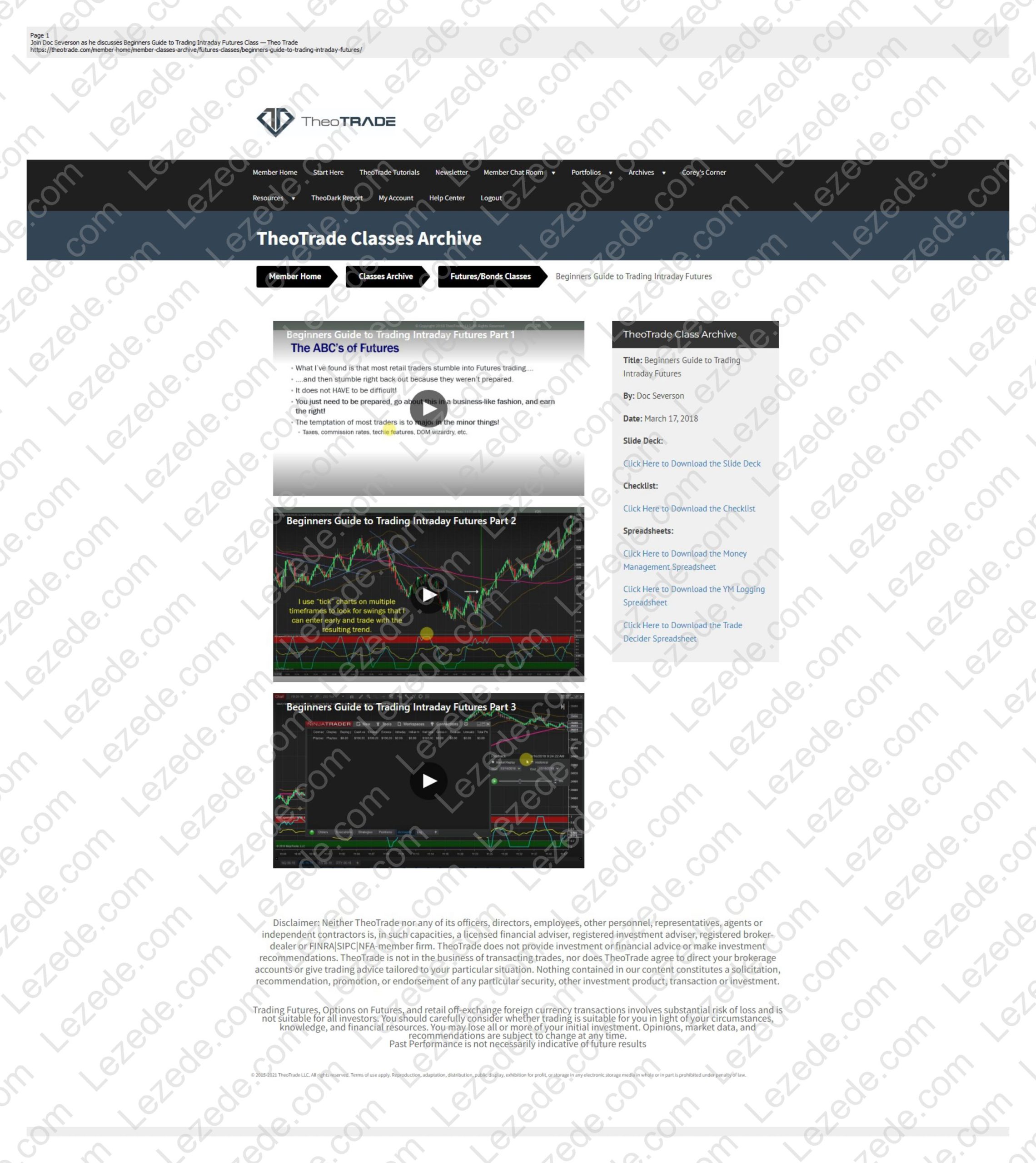 Beginners Guide to Trading Intraday Futures Class with Doc Severson