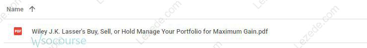 Buy, Sell or Hold Manage Your Portfolio for Maximum Gain By Michaal Thomsett Proof